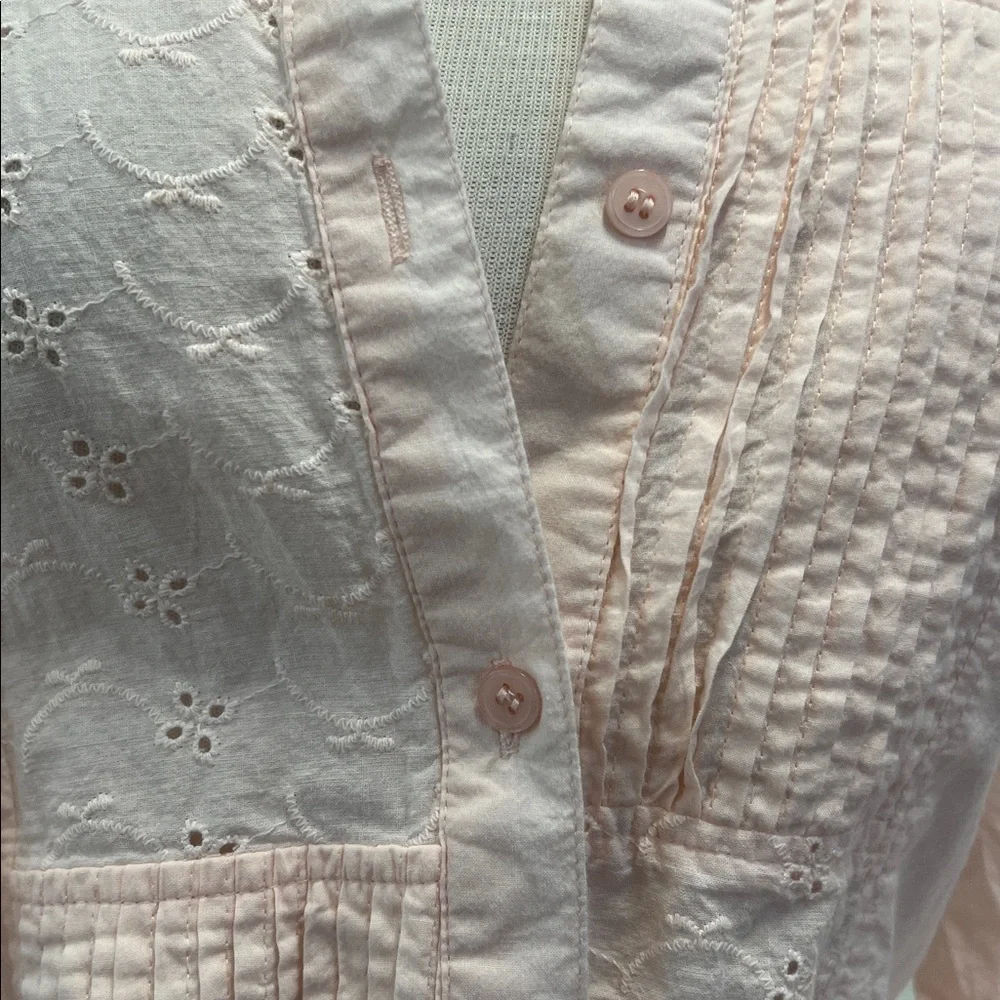 AMERICAN SWEETHEART- COTTAGE CORE Light Pink Button-Down Shirt - Picture 3 of 9